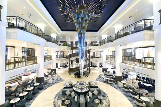 Britannia's starburst atrium creates a gorgeous focal point.