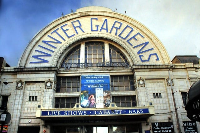 The impressive Winter Gardens building, a few years later. The blue sign itself is iconic