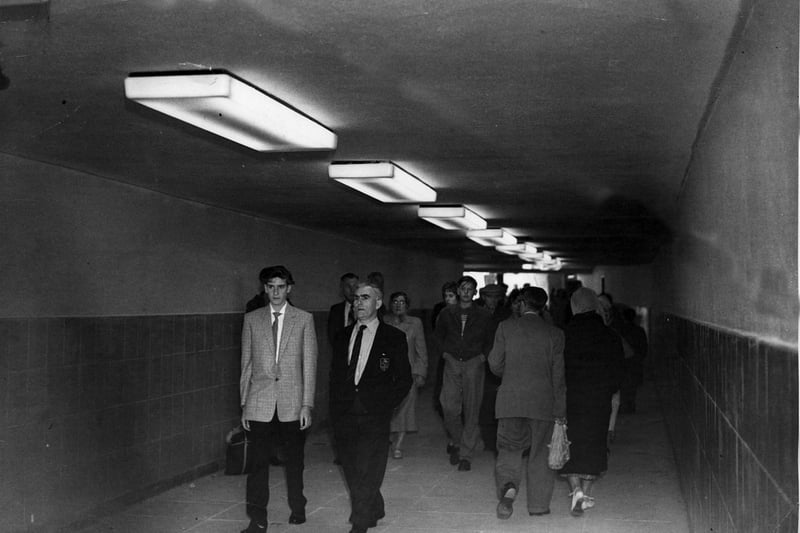 Some of the first visitors using the Central Promenade subway which opened in August 1958