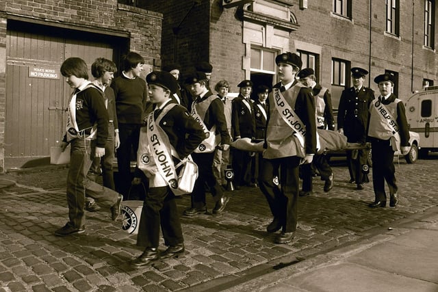The St John  Ambulance troops set off on a sponsored stretcher walk to Blackpool