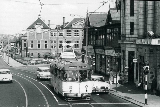 Church Street in the 1950s with a Vambac car waiting at the traffic lights outside the Regent Cinema and the Blackpool Grammar School building behind. Picture courtesy of John Fozzard