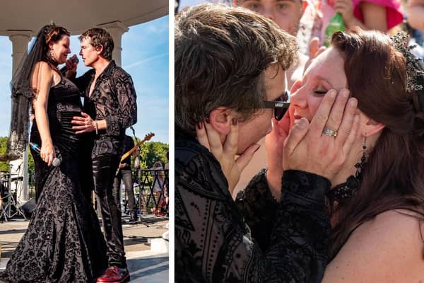 The Deadbeats singer married his wife at the Waterloo Music Bar and celebrated with a concert in Stanley Park bandstand. Photos by Elizabeth Gomm