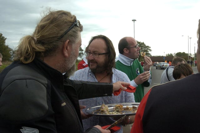 The Hairy Bikers at the Globe Arena at the Crawley Town game