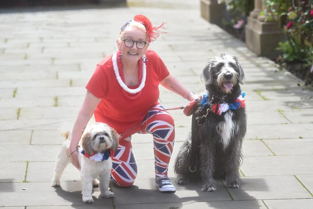 Eddie and Annie get ready for the Stanley Park dog club jubilee party with Julie Slater