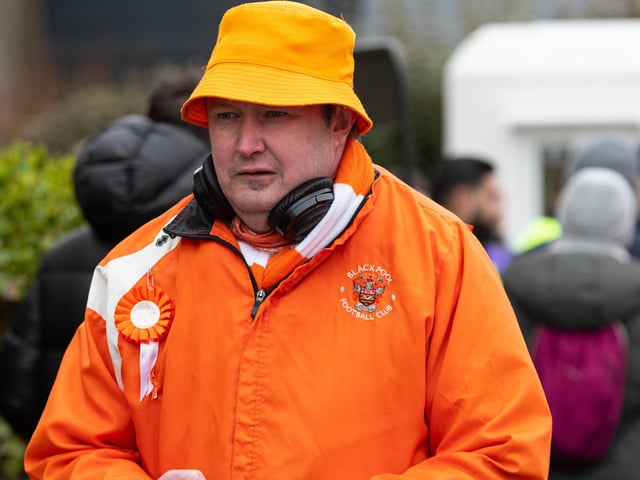 Blackpool fans arrive at Bloomfield Road ahead of the Championship fixture against Burnley. Photo: Kelvin Stuttard