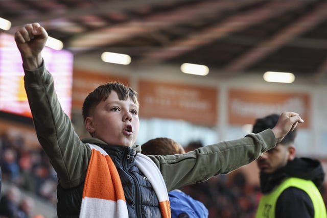 Seasiders supporters at Bloomfield Road for the game against Fleetwood Town.