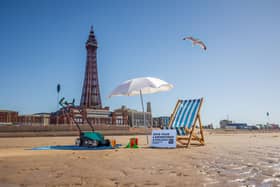 UK heatwave: lawnmower takes a break by Blackpool seaside to mark launch of Plantlife’s No Mow May