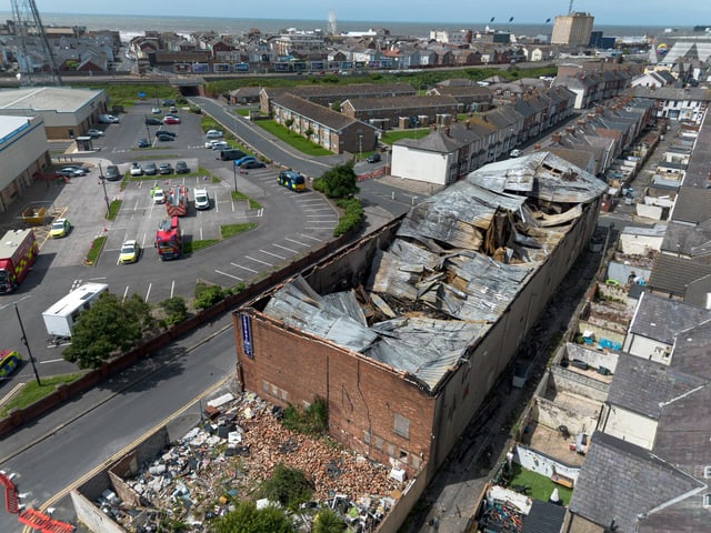 Aftermath of a fire at the Central Club on Kent Road in Blackpool