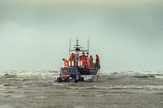 The new Lytham St Annes lifeboat 'Her Majesty the Queen' went out on her first sea trial from St Annes beach in 1999