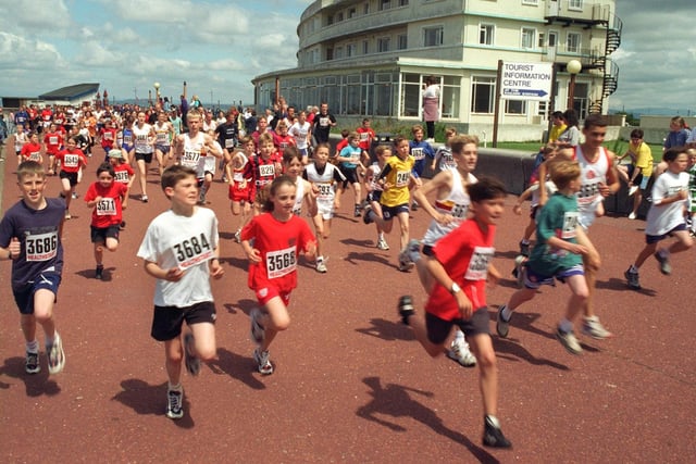 And they're off! The Morecambe Bay Health Promotion and Lancaster and Morecambe Athletics club 4th annual 'Keep on Ticking' fun run sets off along the promenade at Morecambe
