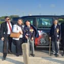 Arriving in Caen (l-r):Chaperone Steven Rathbone, Rachael Gordon (BAE Systems), Ken Benbow, Stuart Taylor, David Holmes (BAE Systems) and Colonel David Waters.