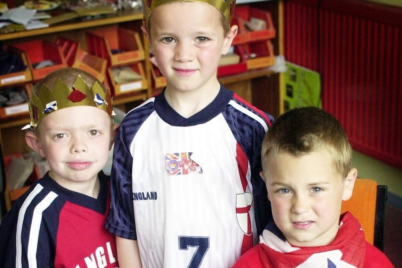 Jubilee Celebrations at Shakespeare Primary School, Fleetwood - Shay McGinley, Liam Anderton and Adam Baker, 2002