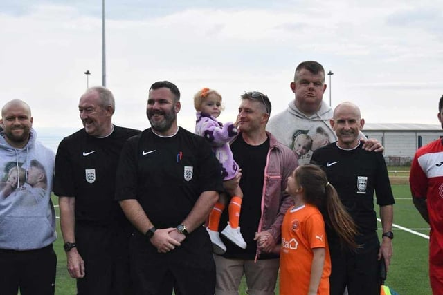 Verity with her dad and sister, Ryan Smith, Luke Halstead and the match officials