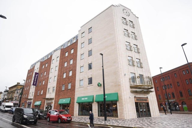The Premier Inn North Pier opened in 2021 in the former Yates's Wine Lodge building at the heart of Blackpool in Talbot Square. It has 150 rooms and further details are at https://www.premierinn.com/gb/en/hotels/england/lancashire/blackpool/blackpool-north-pier.html.