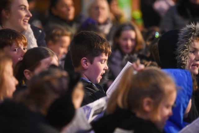 Some carol-singing during Thornton Christmas Lights Switch On