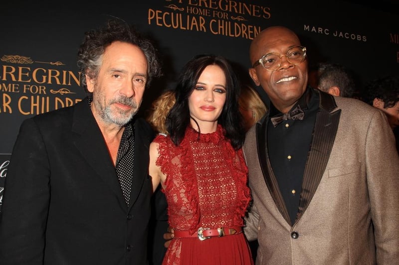 Samuel L Jackson, pictured with Tim Burton and Eva Green have been spotted in Blackpool during the filming of Peregrines