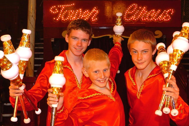 Circus act Easy Riders James Wade, 15, Billy Robinson, 11, and Jamie-Lee Coldham, 16, at Blackpool Tower Circus. The trio have just won the Blackpool Tower and Circus National Talent Search