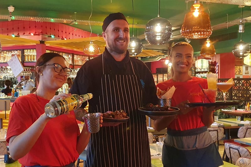 Waiters and bar staff practiced their cocktail-making skills on a select few guests at Turtle Bay in Blackpool on 27 June.