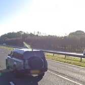 A car went up in flames on the M55 westbound between Preston and Kirkham (Credit: Google)