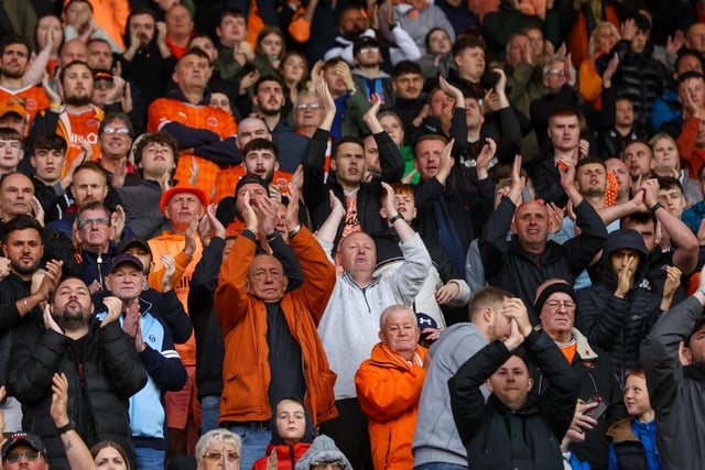 Blackpool fans at Oakwell for the Seasiders' game against Barnsley.