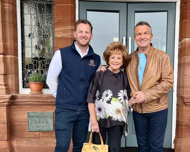 TV stars Bradley Walsh and Barbara Knox visit The Grand Hotel in Lytham St Annes for lunch.