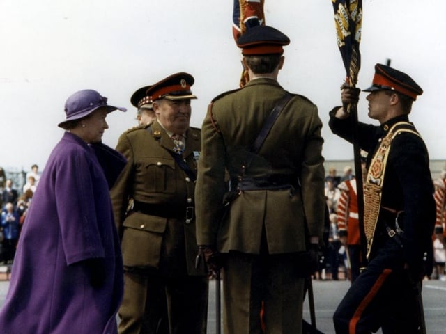 Queen Elizabeth presented the Weeton troop with their new colours in 1990