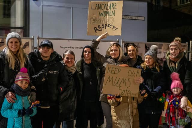 Protesters get their message across on the Reclaim The Night march in Blackpool. Picture: Elizabeth Gomm.