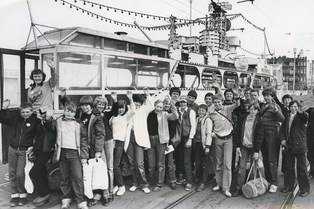 The G Squad wave goodbye before setting off on their day trip to the Isle of Man in June 1981