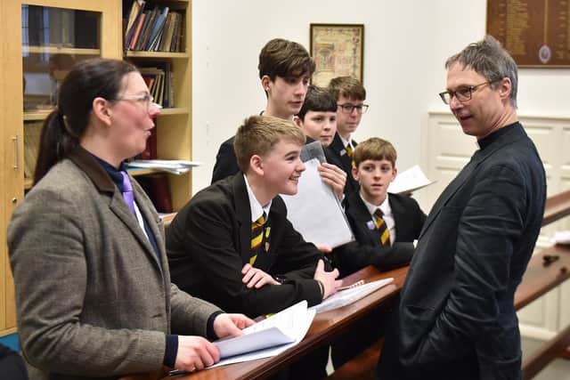 During a break Bishop Philip chats to some of the youngsters who attended the Choir Church Festival