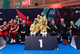 Medal winners on the podium (photo: Luke Simcock)