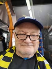 On his travels.