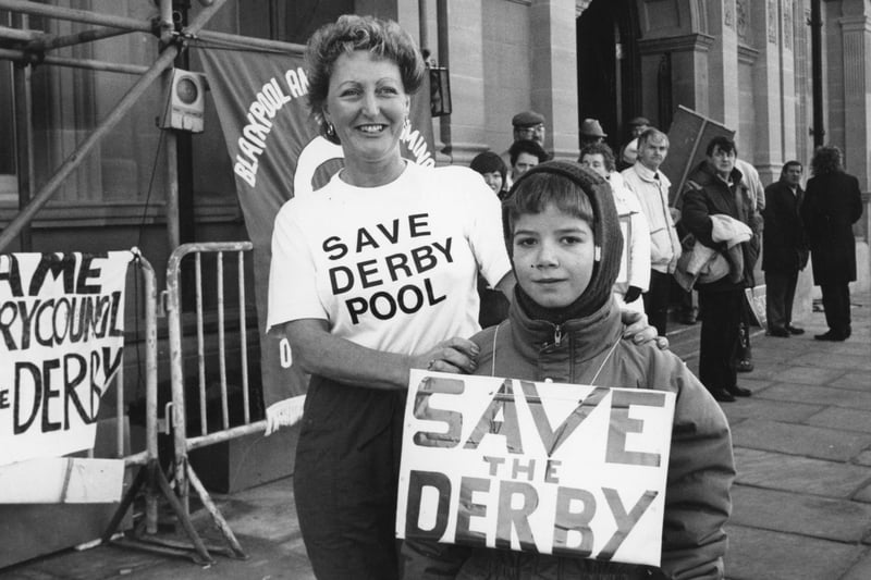 Protesting against the closure of the pool, 1988