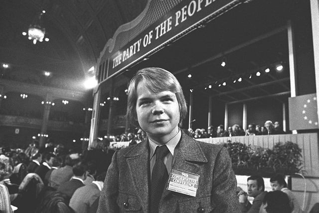 William Hague as a 16-year-old schoolboy after he received a standing ovation from delegates during the Tory Party conference in 1977.