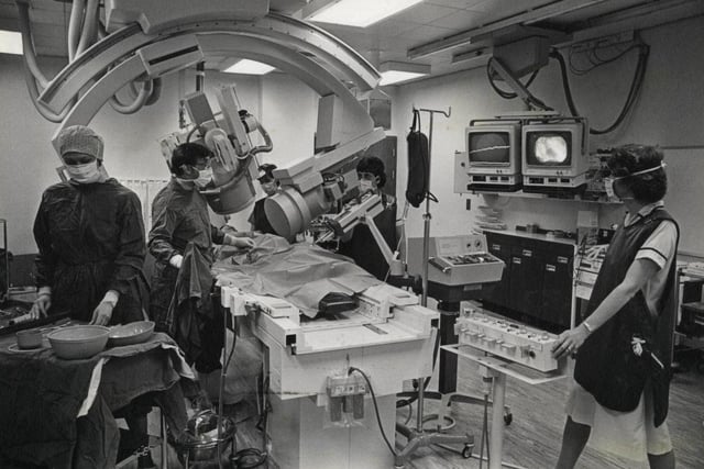 Radiologists and nurses at the catheter laborartory at Blackpool Victoria Hospital