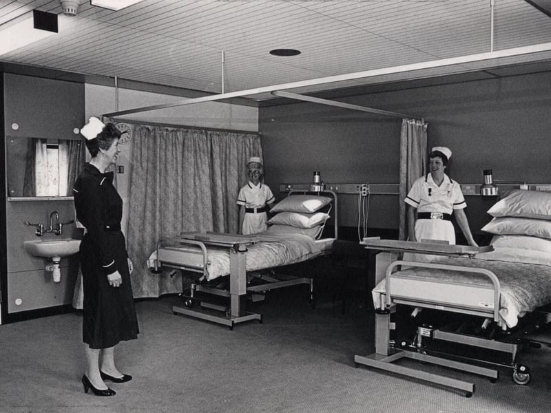 Section of one of the wards of Trinity Hospice, in May 1985, just before it opened. Sister Agnes McCrystal (centre), with Kathryn Burn and matron Miss Beryl Pearson