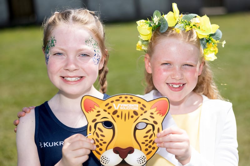 Wyre Netball player Amelia with Gala Princess Ellie, enjoying Poulton Gala in glorious sunshine. Photo: Martin Bostock Photography