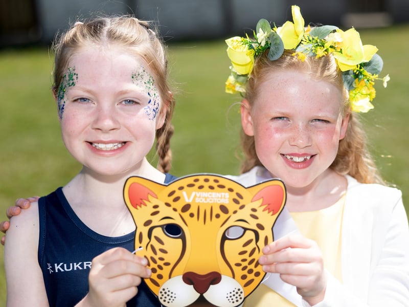 Wyre Netball player Amelia with Gala Princess Ellie, enjoying Poulton Gala in glorious sunshine. Photo: Martin Bostock Photography