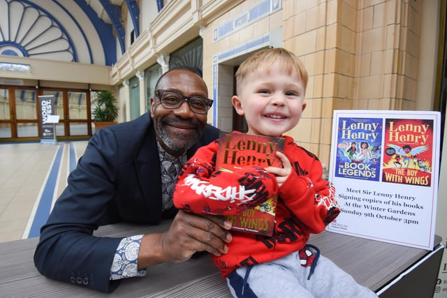 Sir Lenny Henry  pictured with Frankie Smith, 3.