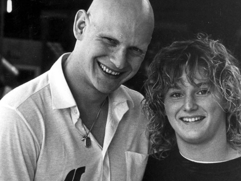 Duncan Goodhew and Italian swimmer Roberta Felotti in Blackpool