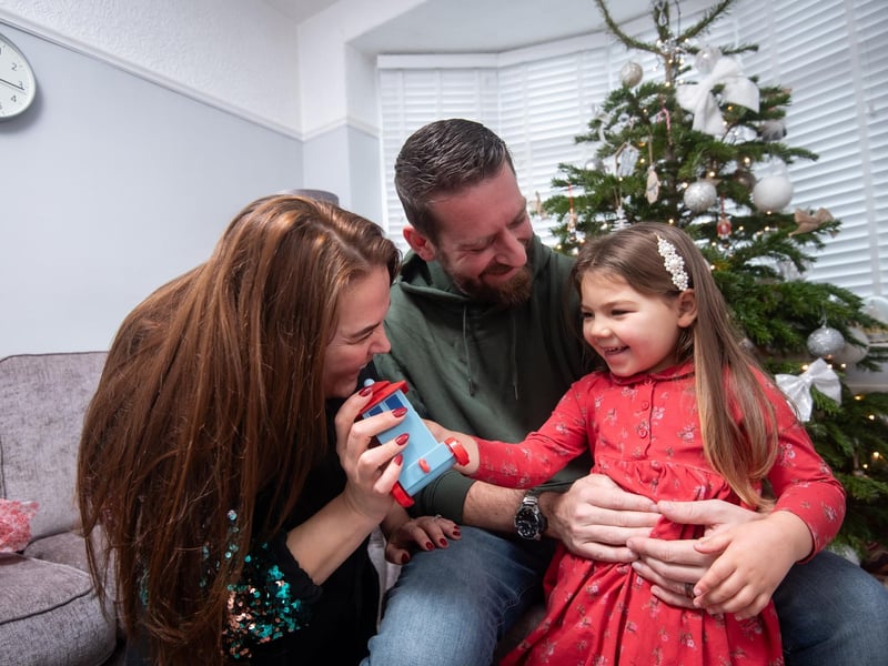 Christmas at home with 4-year-old Mabel Gregson and mum and dad Chris and Cheryl.