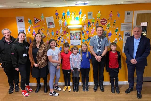 Children and leaders from Blackpool Boys and Girls Club with John Blackledge (far right), Blackpool Council engineering manager Ian Large  and assistant headteacher Jane Walpole from Mereside Primary School.