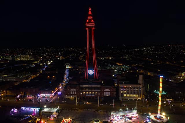 Blackpool Tower was lit up to celebrate 150 years of the Blackpool Gazette. Photo: Kelvin Lister-Stuttard