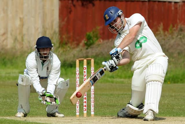Northern Premier League cricket action from Fleetwood v Kendal.
Fleetwood batsman Adam Sharrocks puts the ball over the boundary.  PIC BY ROB LOCK
14-6-2014