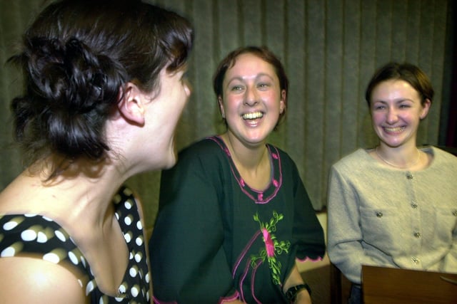 Students at Blackpool Sixth Form College put on a production of the controversial play 'Top Girls'. Pictured in a scene from the play are Rachel Grounds, Gabriella Wills and Julie Hubbard, 2000