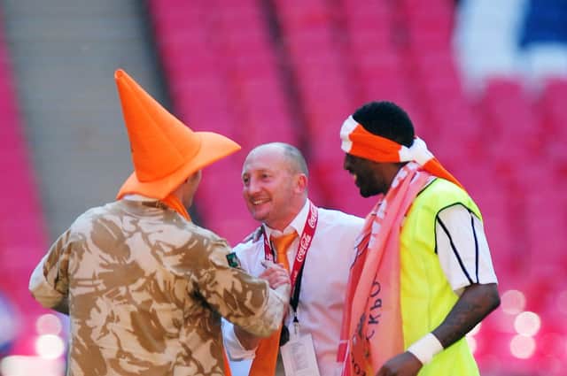 Brett Ormerod with Ian Holloway (Photo by Mike Hewitt/Getty Images)