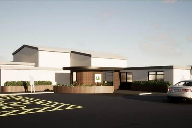 Artist's impression of the proposed new sports hall and entrance (picture Cassidy & Ashton)