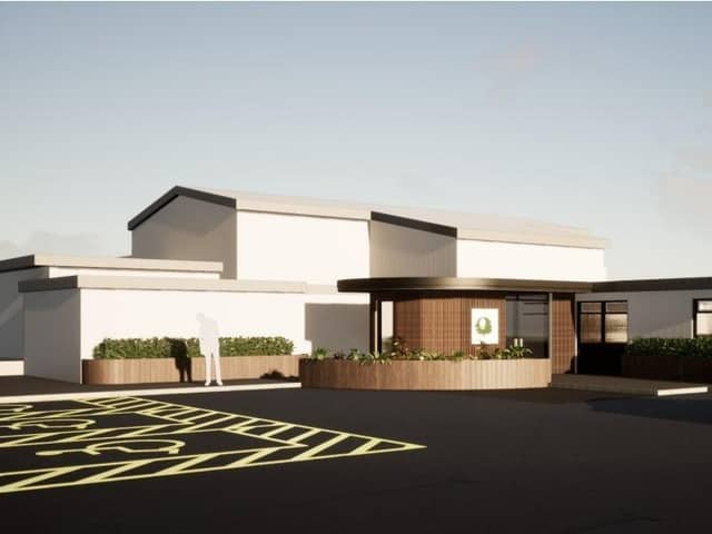 Artist's impression of the proposed new sports hall and entrance (picture Cassidy & Ashton)