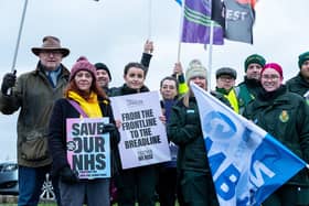 Ambulance workers on the picket line outside Chorley Ambulance Station. Photo: Kelvin Stuttard