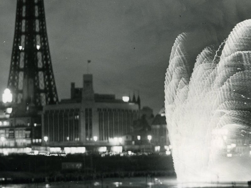 Firework display on the beach near Blackpool Tower to celebrate the Coronation of Queen Elizabeth II on 2nd June 1953