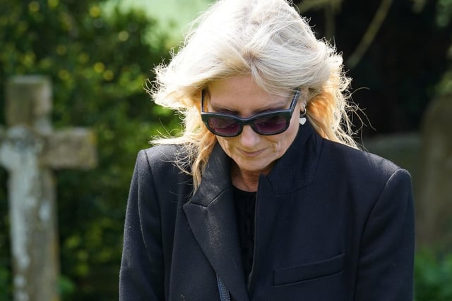 Gaby Roslin arriving for the funeral of Paul O'Grady.